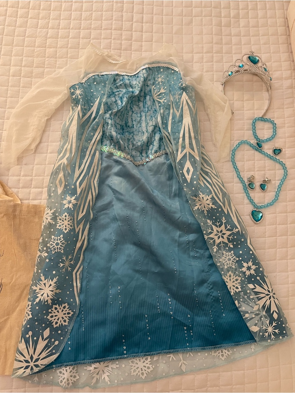 Disney’s Frozen Elsa Girls Blue Snow Princess Costume Dress w/ Accessories